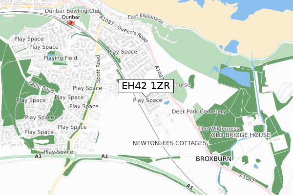 EH42 1ZR map - small scale - OS Open Zoomstack (Ordnance Survey) EH42 1ZR map - small scale - OS Open Zoomstack (Ordnance Survey)