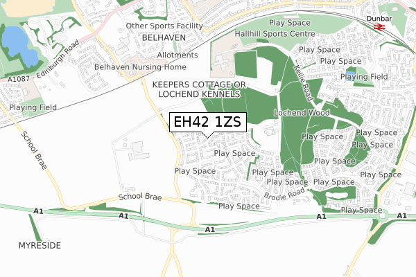 EH42 1ZS map - small scale - OS Open Zoomstack (Ordnance Survey) EH42 1ZS map - small scale - OS Open Zoomstack (Ordnance Survey)