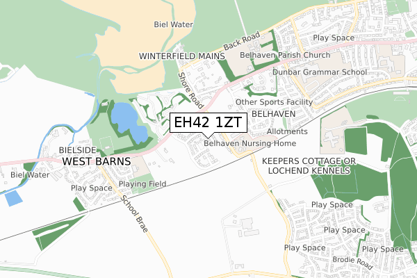 EH42 1ZT map - small scale - OS Open Zoomstack (Ordnance Survey) EH42 1ZT map - small scale - OS Open Zoomstack (Ordnance Survey)