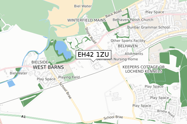 EH42 1ZU map - small scale - OS Open Zoomstack (Ordnance Survey) EH42 1ZU map - small scale - OS Open Zoomstack (Ordnance Survey)