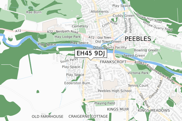 EH45 9DJ map - small scale - OS Open Zoomstack (Ordnance Survey) EH45 9DJ map - small scale - OS Open Zoomstack (Ordnance Survey)