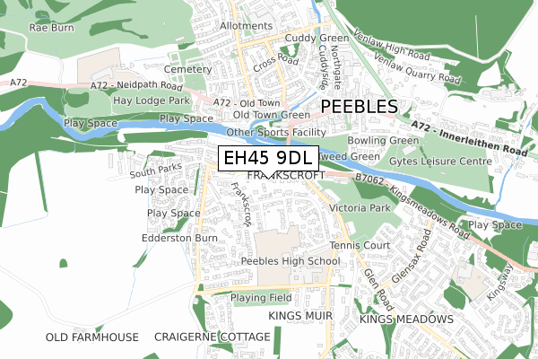 EH45 9DL map - small scale - OS Open Zoomstack (Ordnance Survey)