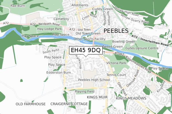 EH45 9DQ map - small scale - OS Open Zoomstack (Ordnance Survey)