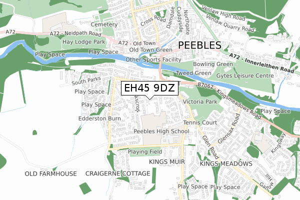 EH45 9DZ map - small scale - OS Open Zoomstack (Ordnance Survey) EH45 9DZ map - small scale - OS Open Zoomstack (Ordnance Survey)