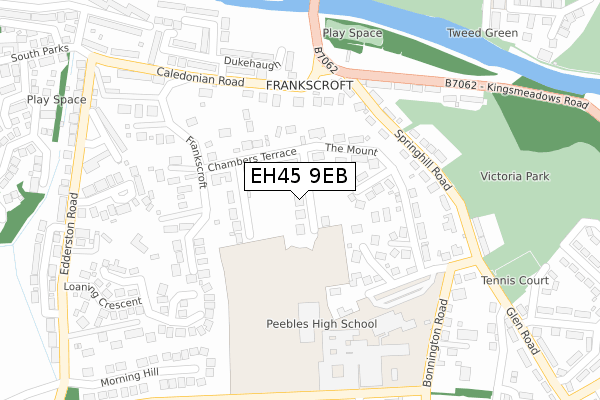 EH45 9EB map - large scale - OS Open Zoomstack (Ordnance Survey)