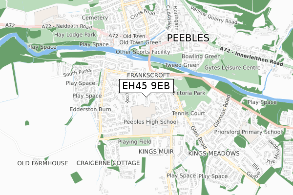 EH45 9EB map - small scale - OS Open Zoomstack (Ordnance Survey)