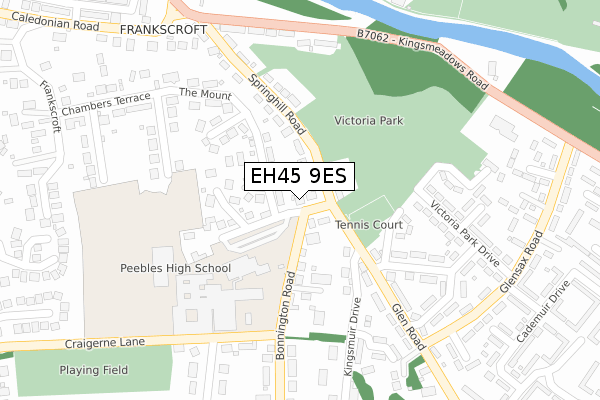 EH45 9ES map - large scale - OS Open Zoomstack (Ordnance Survey)
