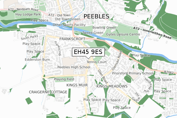 EH45 9ES map - small scale - OS Open Zoomstack (Ordnance Survey)