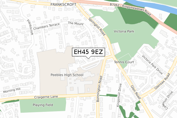 EH45 9EZ map - large scale - OS Open Zoomstack (Ordnance Survey)