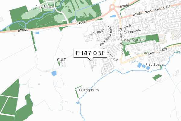 EH47 0BF map - small scale - OS Open Zoomstack (Ordnance Survey)