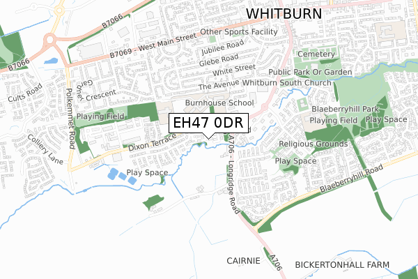 EH47 0DR map - small scale - OS Open Zoomstack (Ordnance Survey)