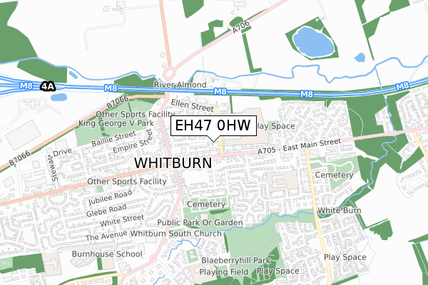 EH47 0HW map - small scale - OS Open Zoomstack (Ordnance Survey)