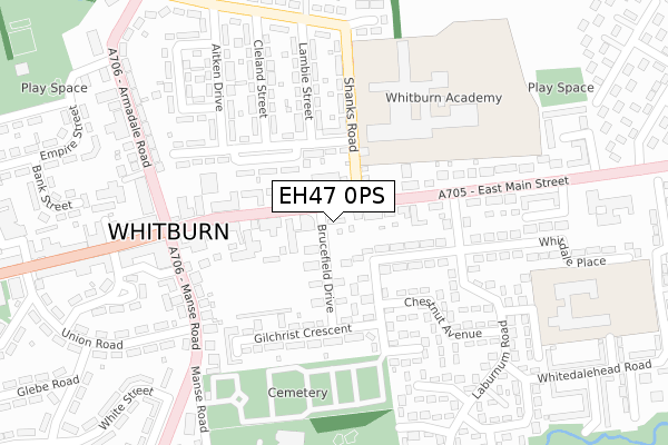 EH47 0PS map - large scale - OS Open Zoomstack (Ordnance Survey)