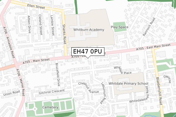 EH47 0PU map - large scale - OS Open Zoomstack (Ordnance Survey)