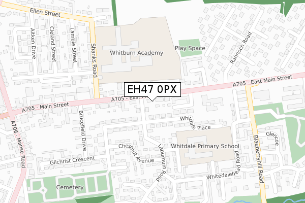 EH47 0PX map - large scale - OS Open Zoomstack (Ordnance Survey)