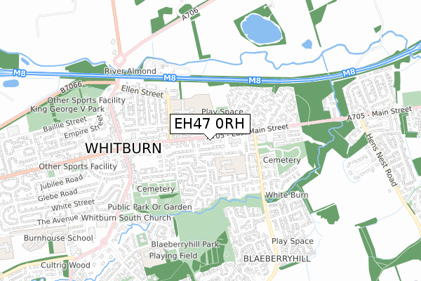 EH47 0RH map - small scale - OS Open Zoomstack (Ordnance Survey)