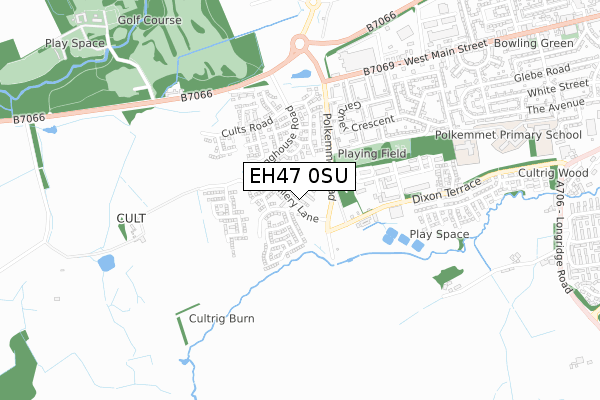 EH47 0SU map - small scale - OS Open Zoomstack (Ordnance Survey)
