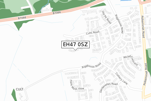 EH47 0SZ map - large scale - OS Open Zoomstack (Ordnance Survey)