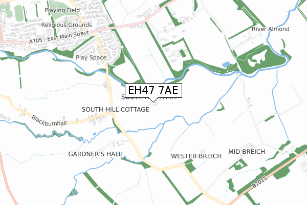 EH47 7AE map - small scale - OS Open Zoomstack (Ordnance Survey)