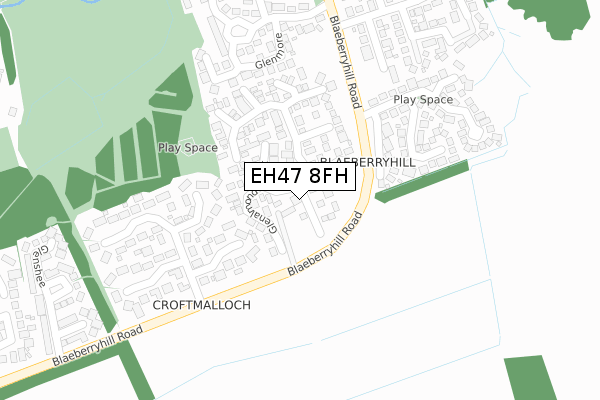 EH47 8FH map - large scale - OS Open Zoomstack (Ordnance Survey)