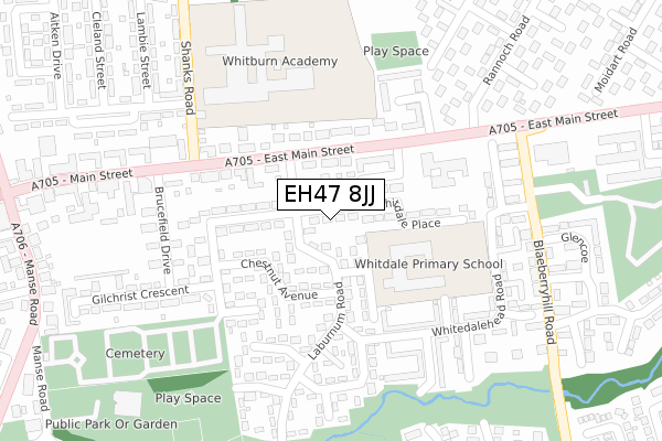 EH47 8JJ map - large scale - OS Open Zoomstack (Ordnance Survey)