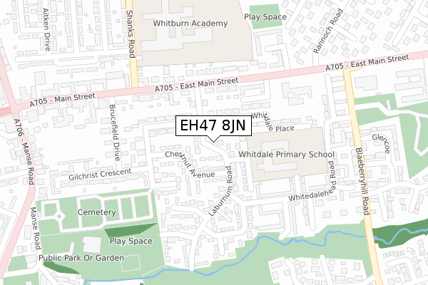 EH47 8JN map - large scale - OS Open Zoomstack (Ordnance Survey)