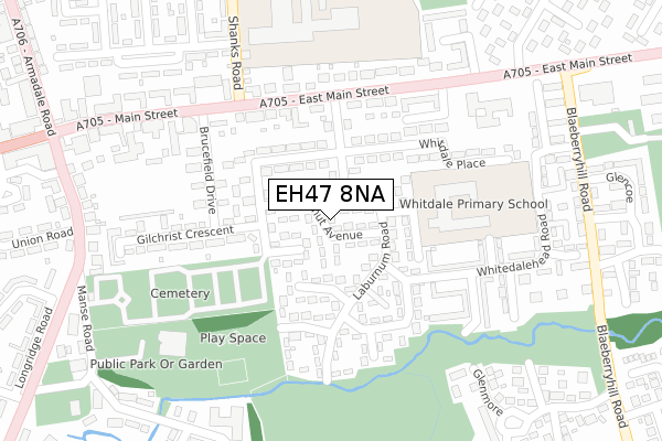 EH47 8NA map - large scale - OS Open Zoomstack (Ordnance Survey)