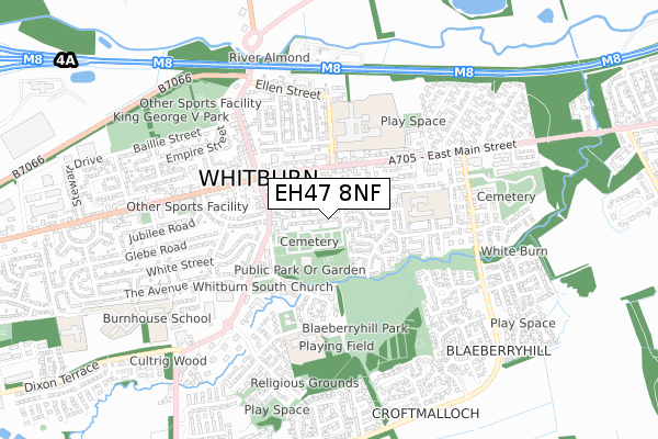 EH47 8NF map - small scale - OS Open Zoomstack (Ordnance Survey)