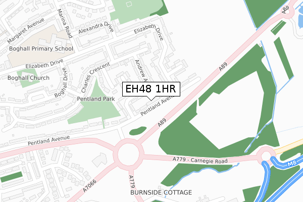 EH48 1HR map - large scale - OS Open Zoomstack (Ordnance Survey)