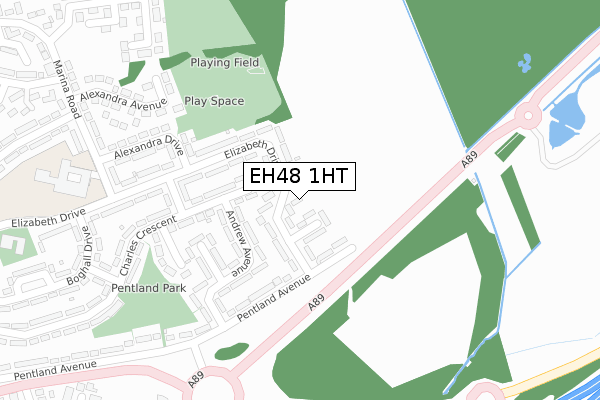 EH48 1HT map - large scale - OS Open Zoomstack (Ordnance Survey)