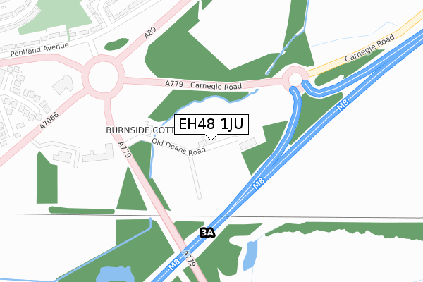 EH48 1JU map - large scale - OS Open Zoomstack (Ordnance Survey)