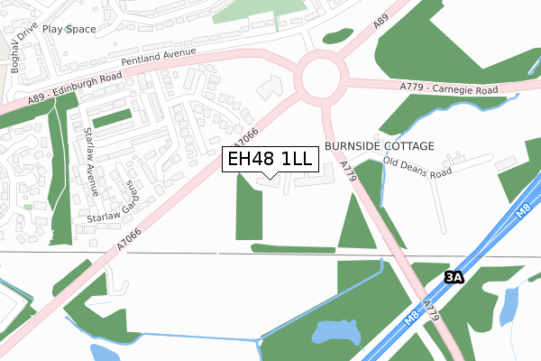EH48 1LL map - large scale - OS Open Zoomstack (Ordnance Survey)
