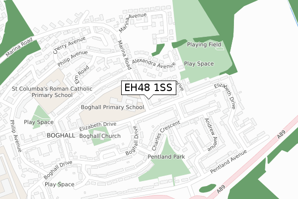 EH48 1SS map - large scale - OS Open Zoomstack (Ordnance Survey)