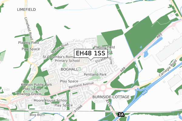 EH48 1SS map - small scale - OS Open Zoomstack (Ordnance Survey)