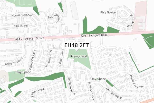 EH48 2FT map - large scale - OS Open Zoomstack (Ordnance Survey)