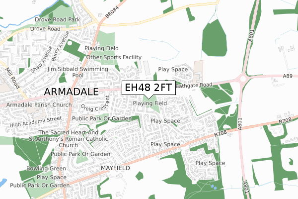 EH48 2FT map - small scale - OS Open Zoomstack (Ordnance Survey)