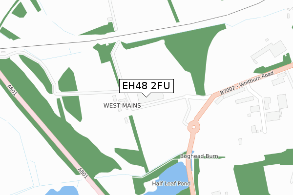 EH48 2FU map - large scale - OS Open Zoomstack (Ordnance Survey)
