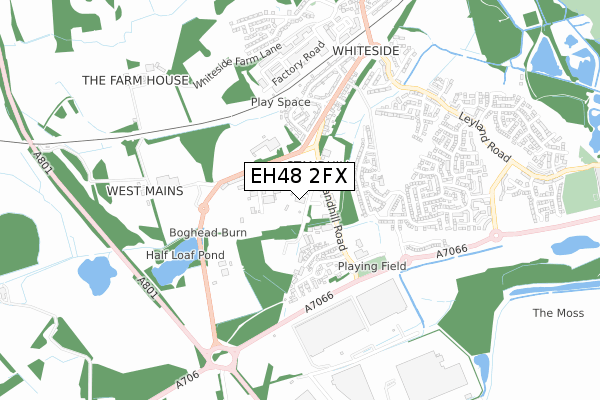 EH48 2FX map - small scale - OS Open Zoomstack (Ordnance Survey)