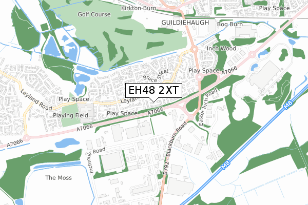 EH48 2XT map - small scale - OS Open Zoomstack (Ordnance Survey)