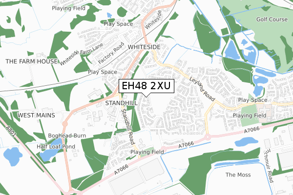 EH48 2XU map - small scale - OS Open Zoomstack (Ordnance Survey)