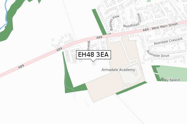 EH48 3EA map - large scale - OS Open Zoomstack (Ordnance Survey)