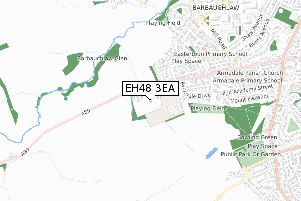 EH48 3EA map - small scale - OS Open Zoomstack (Ordnance Survey)