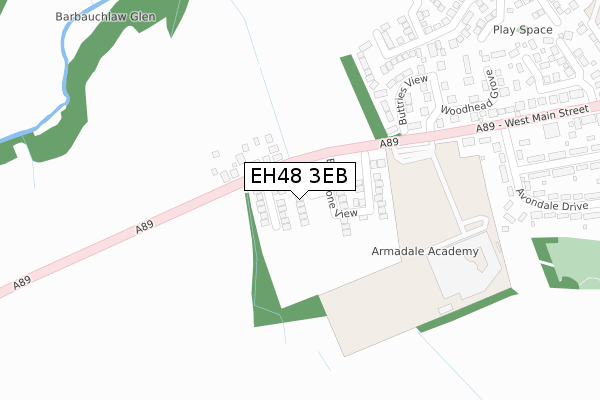 EH48 3EB map - large scale - OS Open Zoomstack (Ordnance Survey)