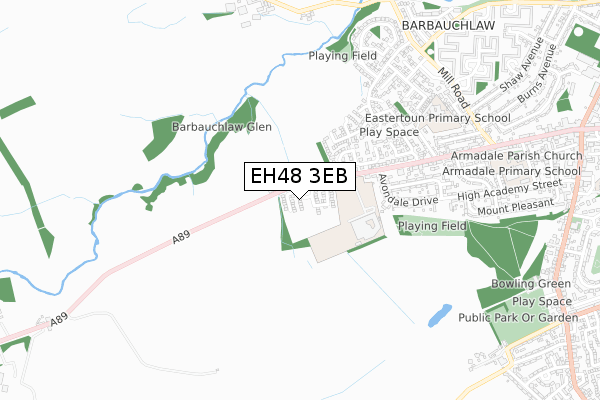 EH48 3EB map - small scale - OS Open Zoomstack (Ordnance Survey)