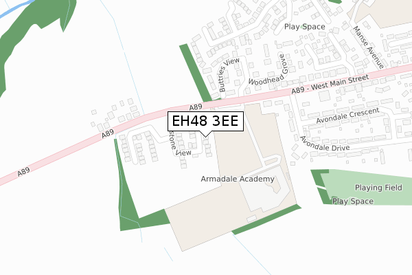 EH48 3EE map - large scale - OS Open Zoomstack (Ordnance Survey)