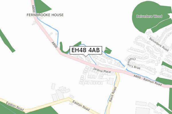 EH48 4AB map - large scale - OS Open Zoomstack (Ordnance Survey)