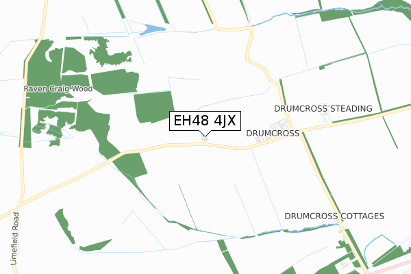 EH48 4JX map - small scale - OS Open Zoomstack (Ordnance Survey)