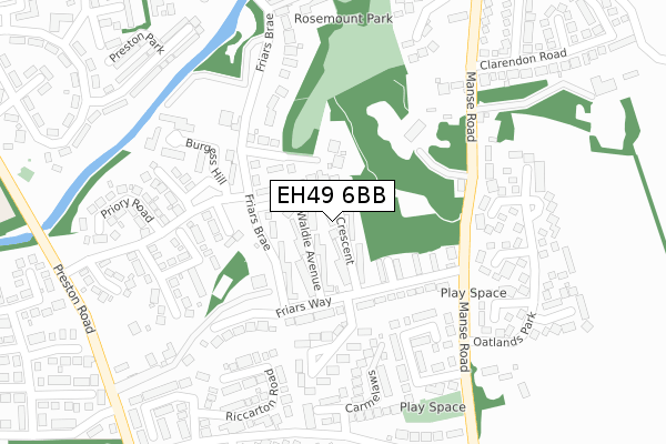 EH49 6BB map - large scale - OS Open Zoomstack (Ordnance Survey)