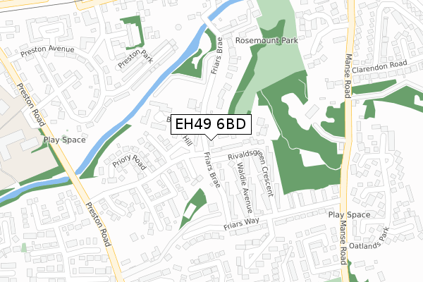 EH49 6BD map - large scale - OS Open Zoomstack (Ordnance Survey)