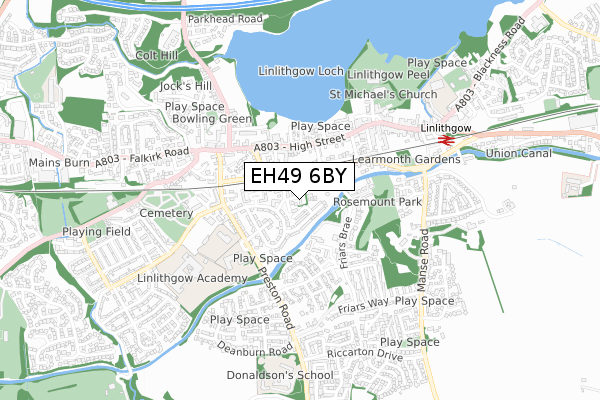 EH49 6BY map - small scale - OS Open Zoomstack (Ordnance Survey)